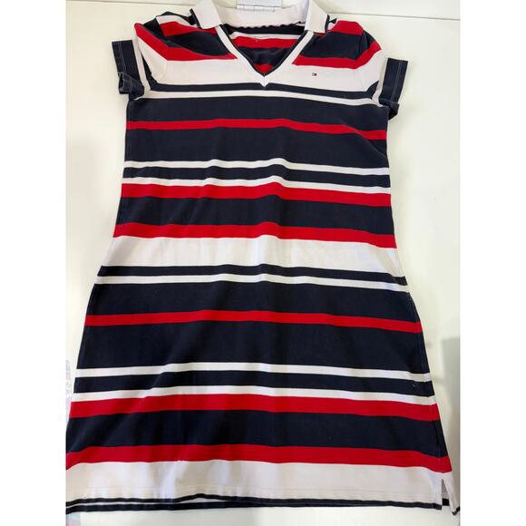 Tommy Hilfiger Striped Polo Dress –Navy Red White –Classic Preppy Short V-Neck - Picture 9 of 9